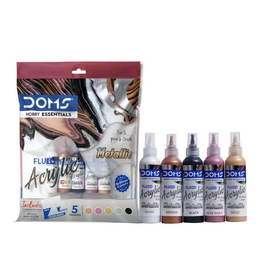 DOMS Metallic Fluid Acrylic Colours Kit - Art Kits