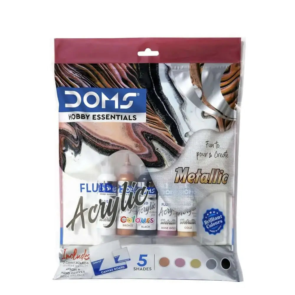 DOMS Metallic Fluid Acrylic Colours Kit - Art Kits