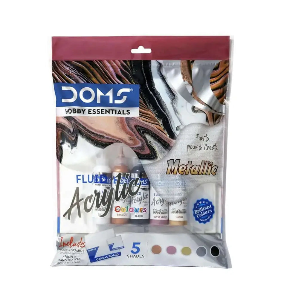 DOMS Metallic Fluid Acrylic Colours Kit - Art Kits