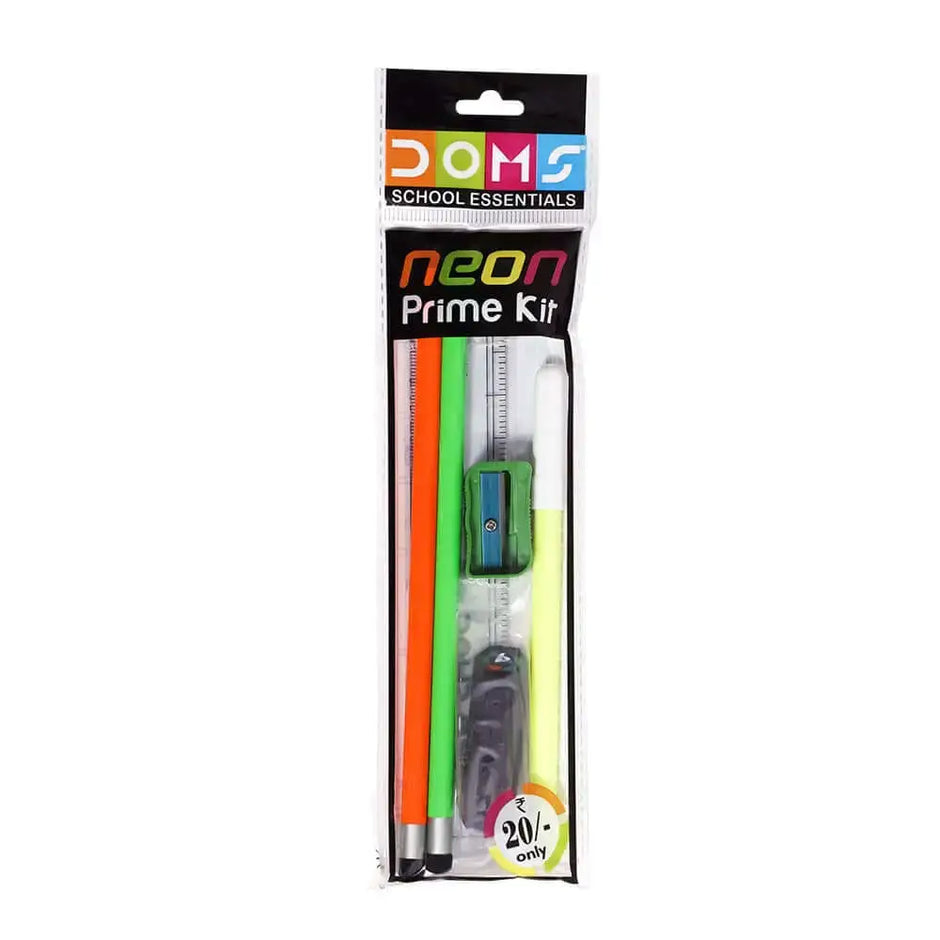 DOMS Neon Prime Kit | Stationery Kit of 6 Assorted Items - Art Kits