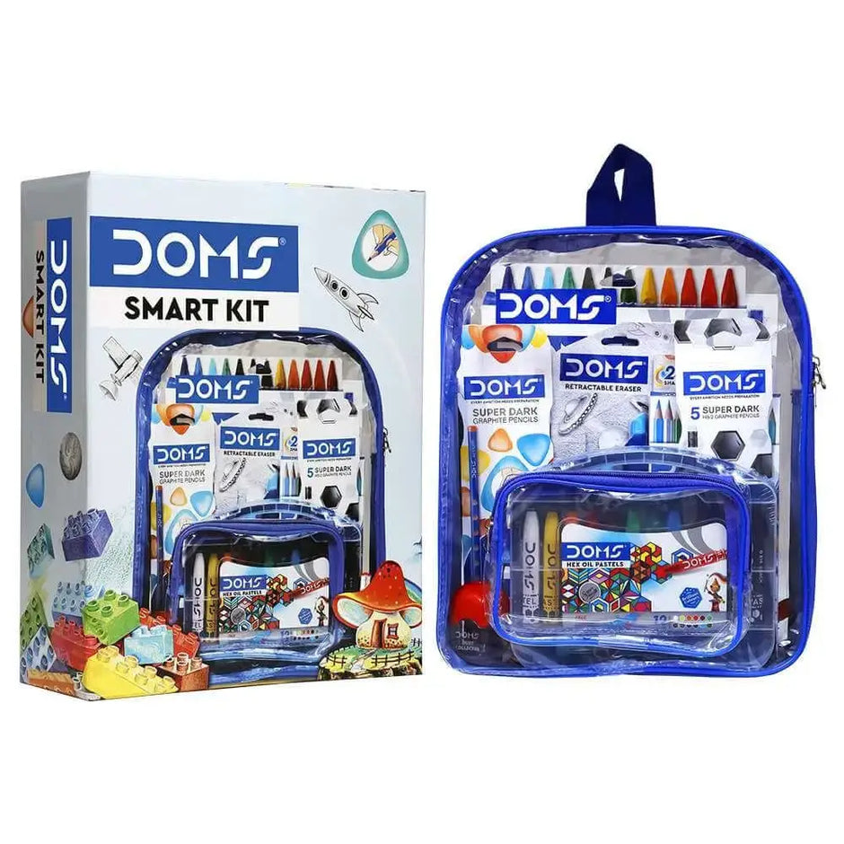 DOMS Smart Kit | Comes With Transparent Zipper Bag | Combination of 12 Stationery Items - Art Kits
