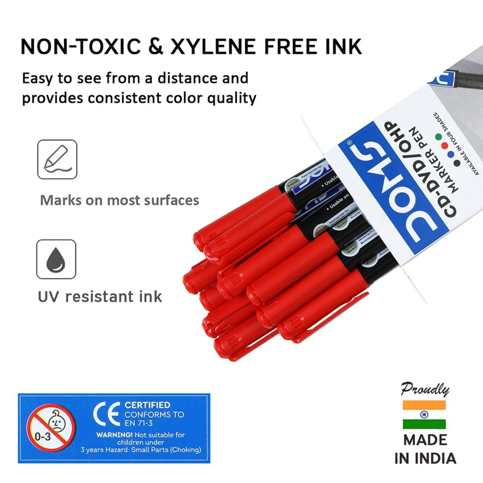 DOMS CD-DVD-OHP Marker | Ink Colour - Blue, Black, Red and Green