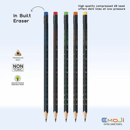 Flair Creative Emoji Extra Dark Pencils | Includes Eraser and Sharpener - 50 - Pencils
