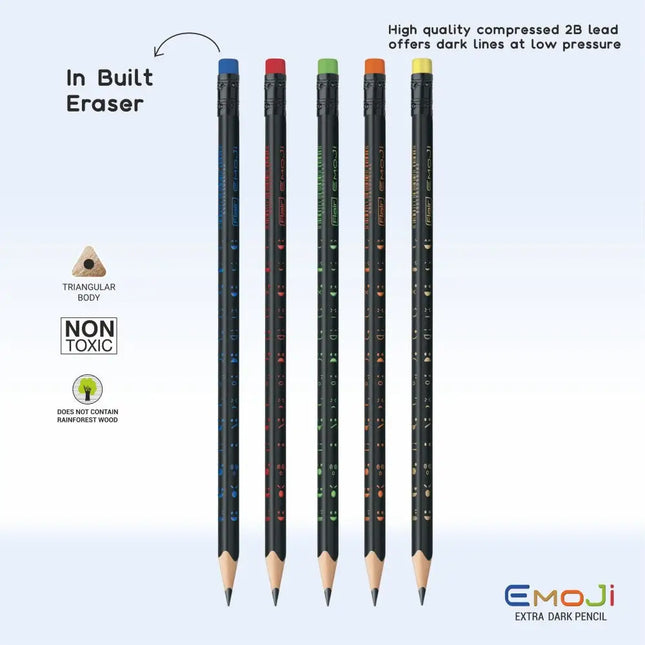 Flair Creative Emoji Extra Dark Pencils | Includes Eraser and Sharpener - 50 - Pencils