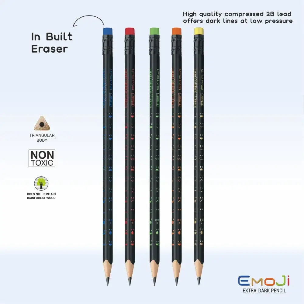 Flair Creative Emoji Extra Dark Pencils | Includes Eraser and Sharpener - 50 - Pencils