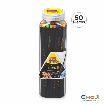 Flair Creative Emoji Extra Dark Pencils | Includes Eraser and Sharpener - 50 - Pencils