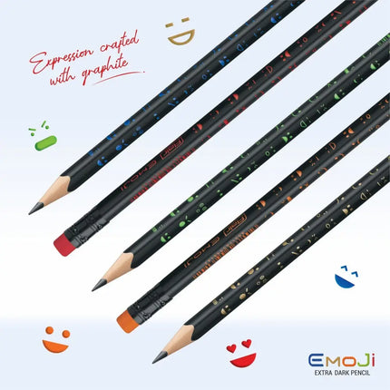 Flair Creative Emoji Extra Dark Pencils | Includes Eraser and Sharpener - 50 - Pencils