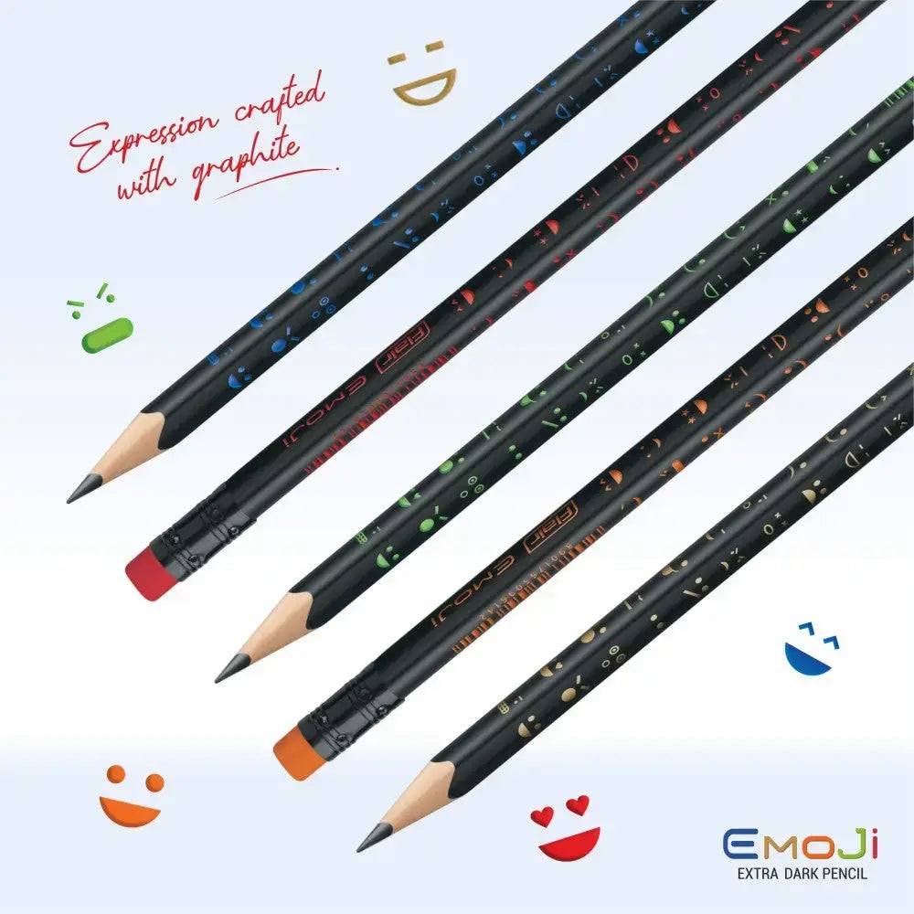 Flair Creative Emoji Extra Dark Pencils | Includes Eraser and Sharpener - 50 - Pencils
