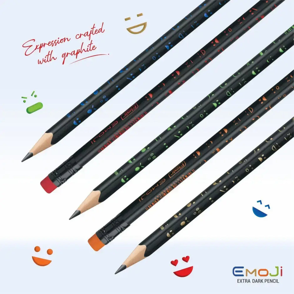 Flair Creative Emoji Extra Dark Pencils | Includes Eraser and Sharpener - 50 - Pencils