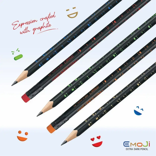 Flair Creative Emoji Extra Dark Pencils | Includes Eraser and Sharpener - 50 - Pencils
