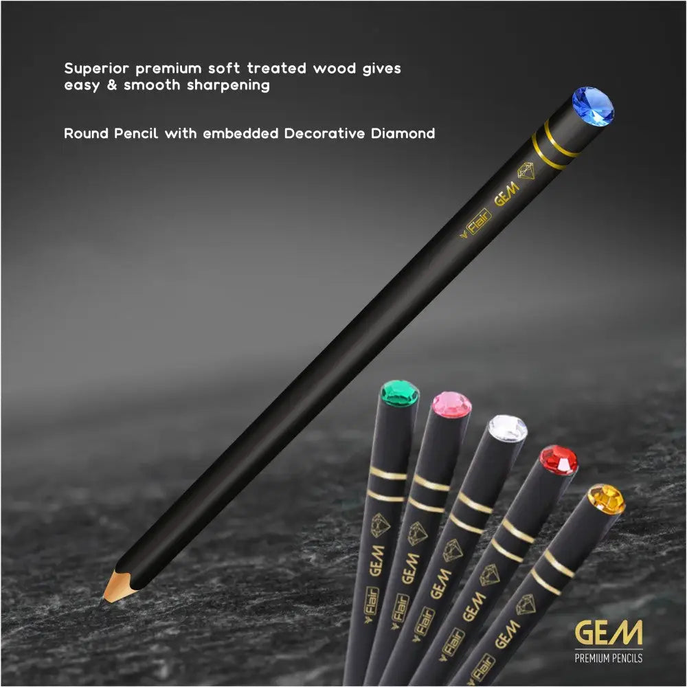 Flair Creative Gem Extra Dark Pencils | Includes Eraser and Sharpener - Pencils