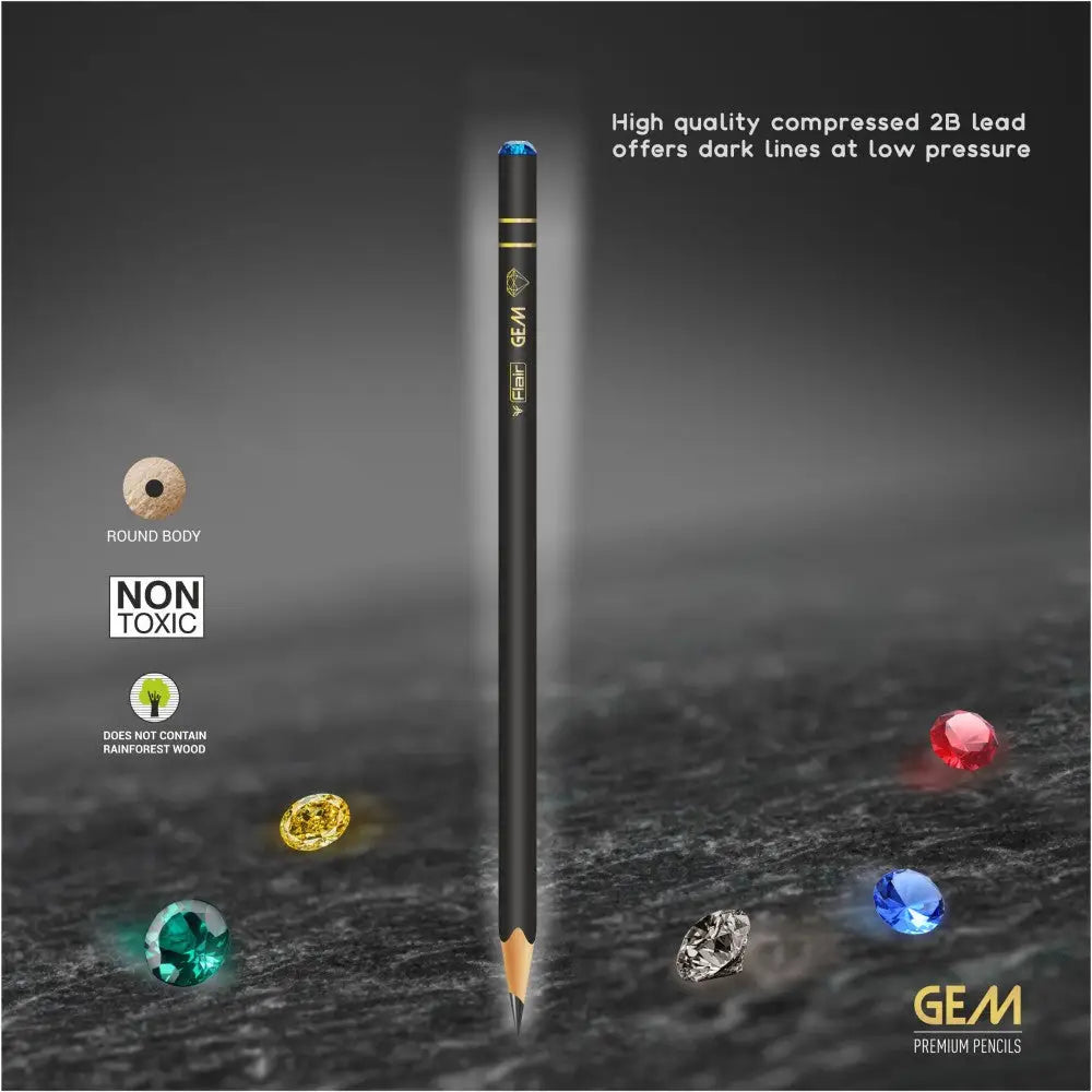 Flair Creative Gem Extra Dark Pencils | Includes Eraser and Sharpener - 1 - Pencils