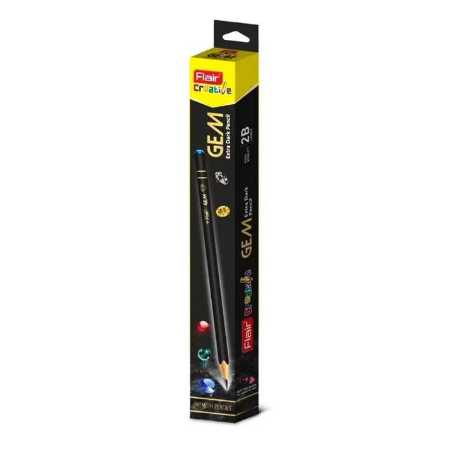 Flair Creative Gem Extra Dark Pencils | Includes Eraser and Sharpener - 10 - Pencils