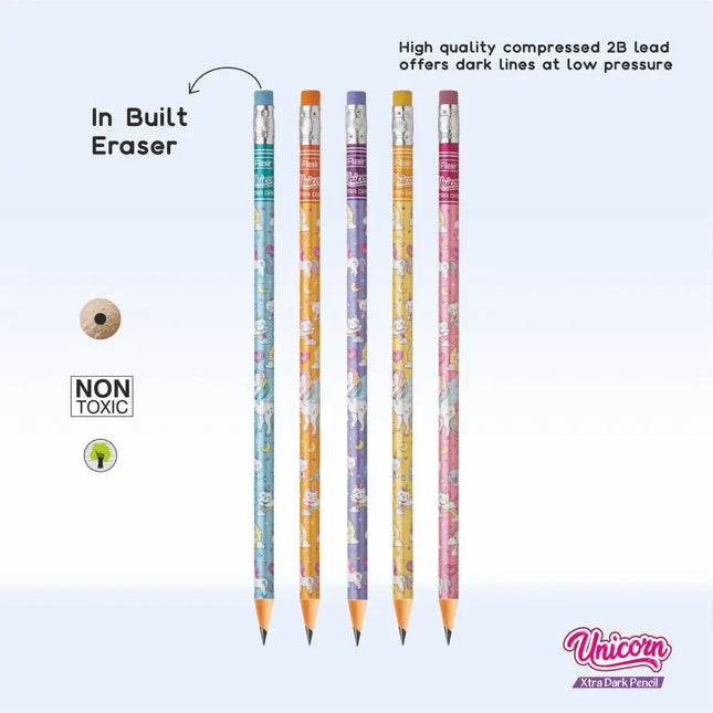 Flair Creative Unicorn Extra Dark Pencils | Includes Eraser and Sharpener - Pencils