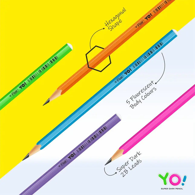 Flair Creative YO! Super Dark Pencils | Includes Eraser and Sharpener - 50 - Pencils