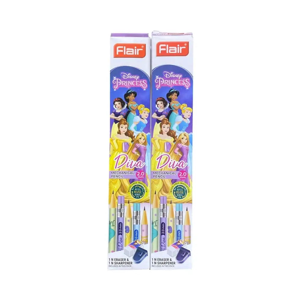 Flair Diva 2.0mm Mechanical Pencil | Pack of 10 | Includes 1 Eraser and 1 Sharpener - Mechanical Pencil
