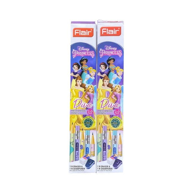 Flair Diva 2.0mm Mechanical Pencil | Pack of 10 | Includes 1 Eraser and 1 Sharpener
