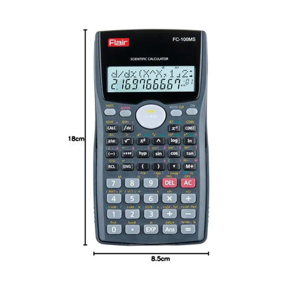 Flair FC-100MS Scientific Calculator | 300 Functions and 2 Line Display - Calculators