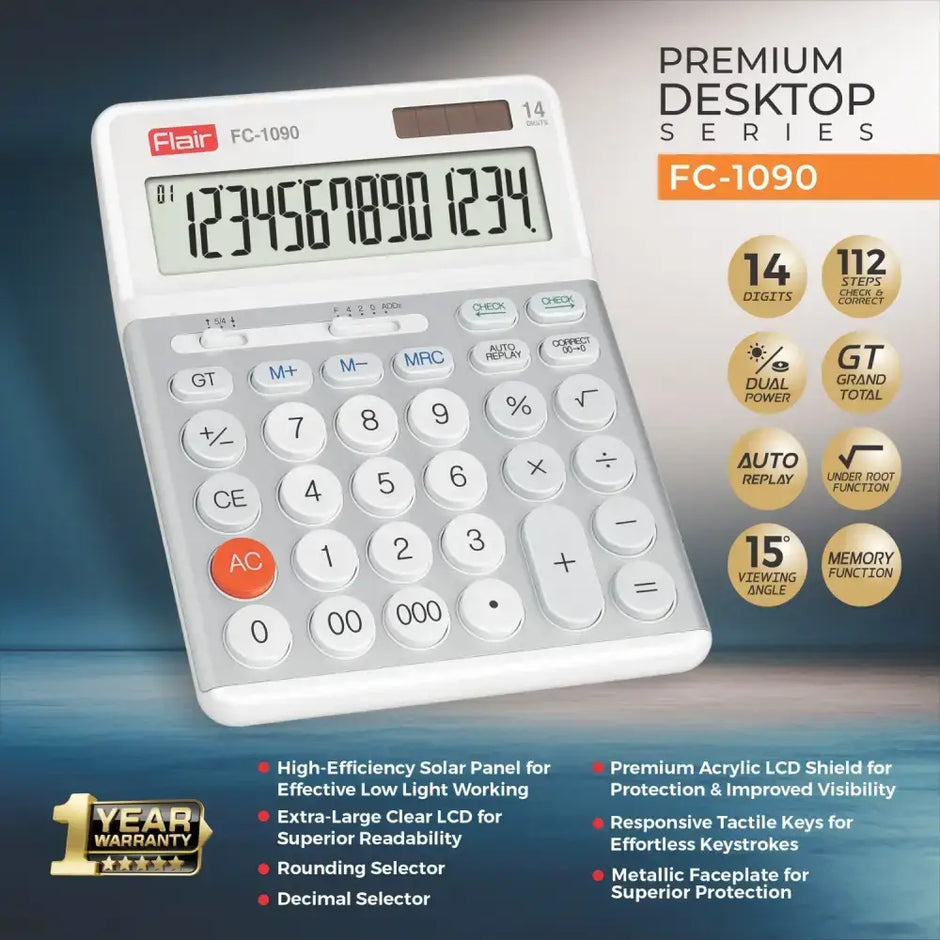 Flair FC-1090 14 Digits Desktop Calculator - Calculators