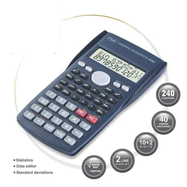 Flair FC-82MS Scientific Calculator | 240 Functions and 2 Line Display - Calculators