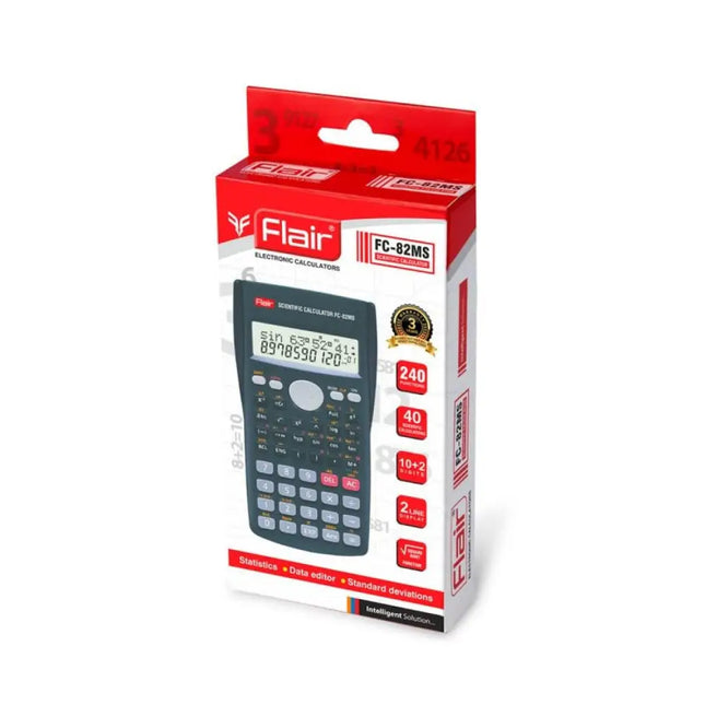 Flair FC-82MS Scientific Calculator | 240 Functions and 2 Line Display - Calculators
