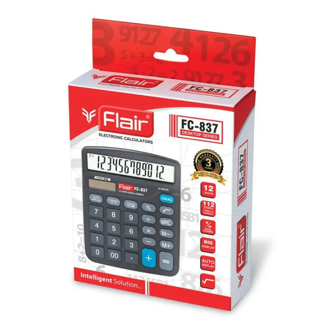 Flair FC-837 12 Digits Desktop Calculator - Calculators