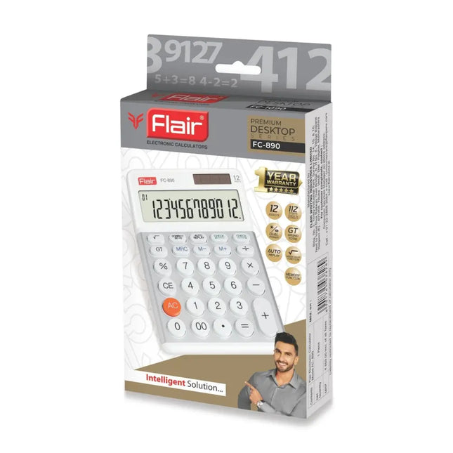 Flair FC-890 12 Digits Desktop Calculator - Calculators