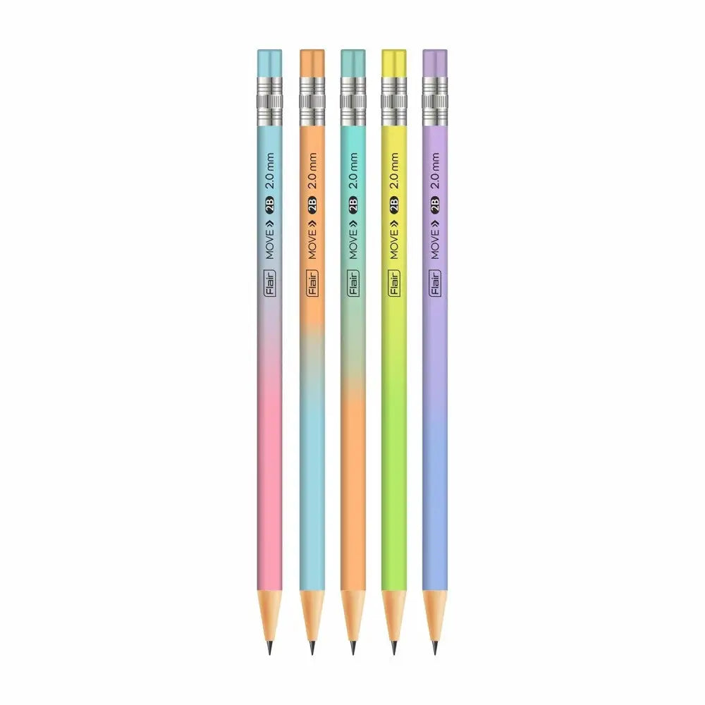 Flair Move 2.0mm Mechanical Pencil | Pack of 10 | Includes 1 Eraser and 1 Sharpener - Mechanical Pencil