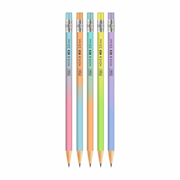 Flair Move 2.0mm Mechanical Pencil | Pack of 10 | Includes 1 Eraser and 1 Sharpener - Mechanical Pencil