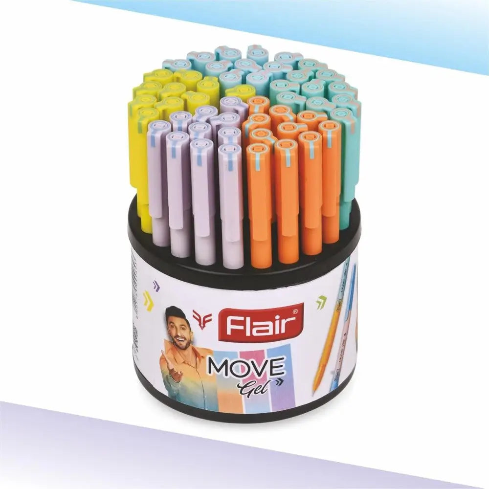 Flair Move Gel Pen Pack of 50 | Ink Colour - Blue - Gel Pens