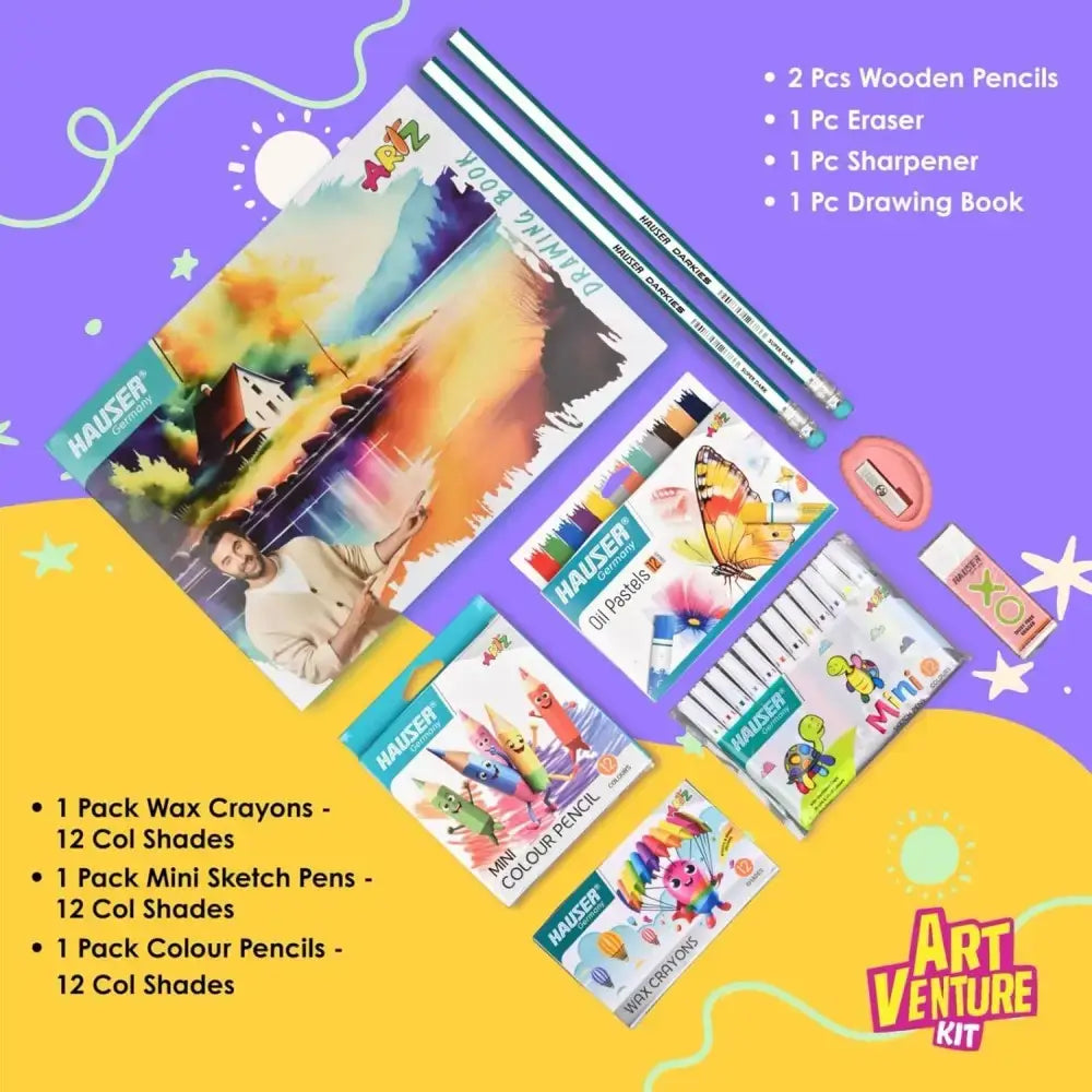 Hauser Artz Art Venture Kit | Stationery Kit of 9 Assorted Items - Art Kits