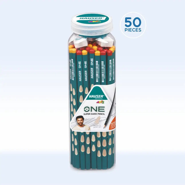 Hauser Artz One Super Dark Pencil | Includes Eraser and Sharpener - 50 - Pencils