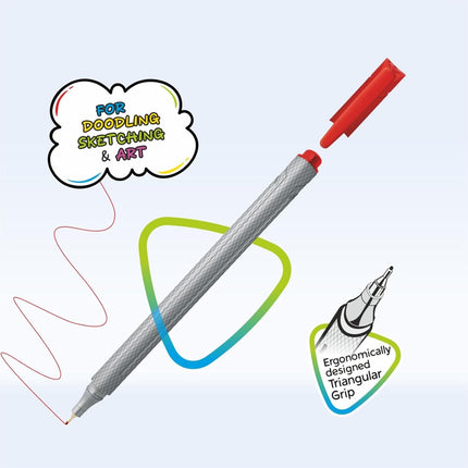 Hauser Artz Pixel Fineliner 15 Shades with triangular grip, perfect for doodling, sketching, and art.