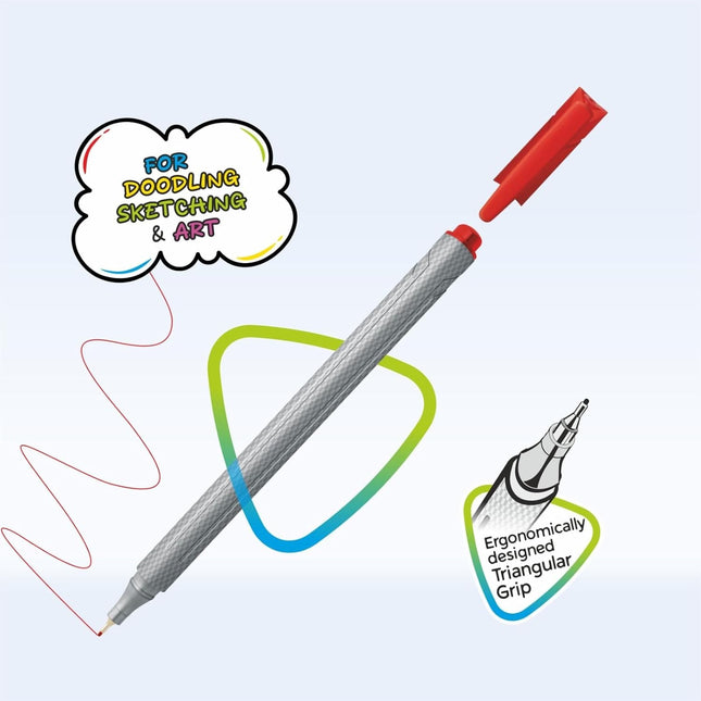 Hauser Artz Pixel Fineliner 15 Shades with triangular grip, perfect for doodling, sketching, and art.