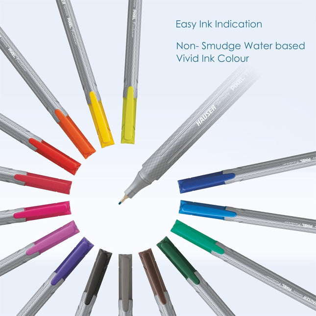 Hauser Artz Pixel Fineliner 15 Shades in various colors with easy ink indication for precise artwork.