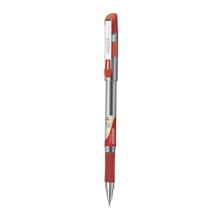 Hauser Fluidic Ball Pen with Soft Rubber Grip - Red - Ball Pens