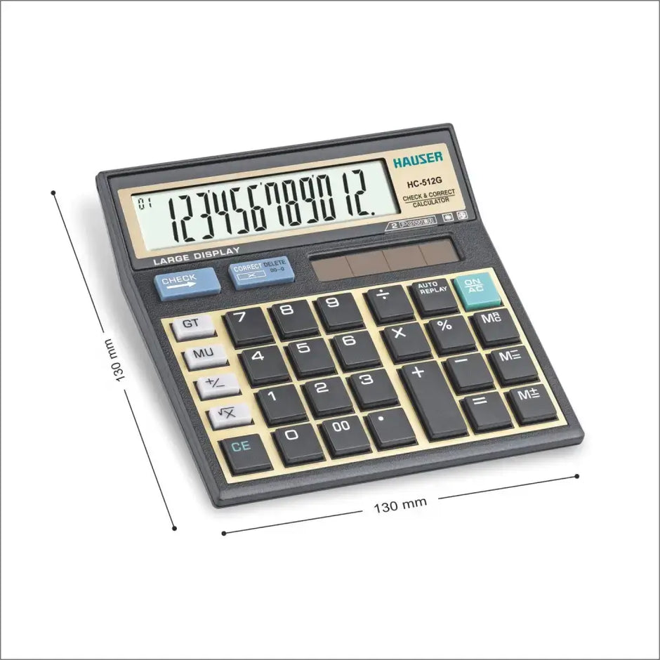 Hauser HC-512G 12 Digits Desktop Calculator with large display and optimized key layout.