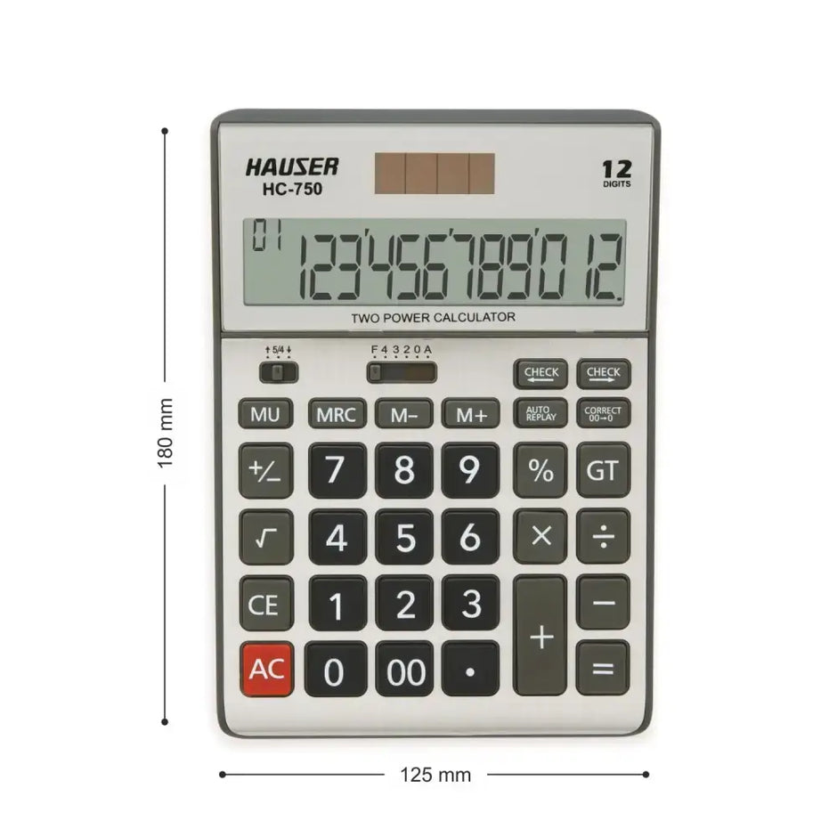 Hauser HC-750 12 Digits Desktop Calculator with large display and functional keypad for accurate calculations.