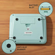 Hauser HC-801 12 Digits Desktop Calculator features battery slot and anti-slip rubber base for secure use.