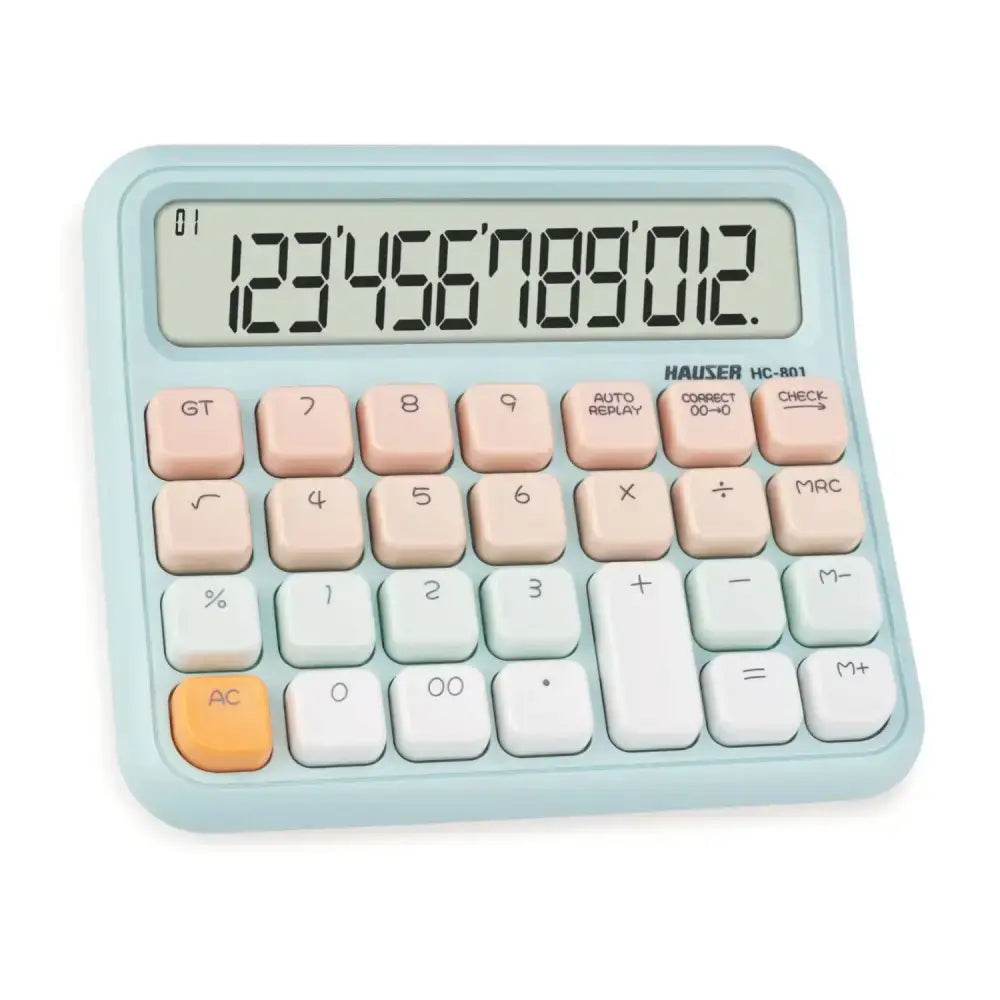 Hauser HC-801 12 Digits Desktop Calculator with large display and ergonomic design.