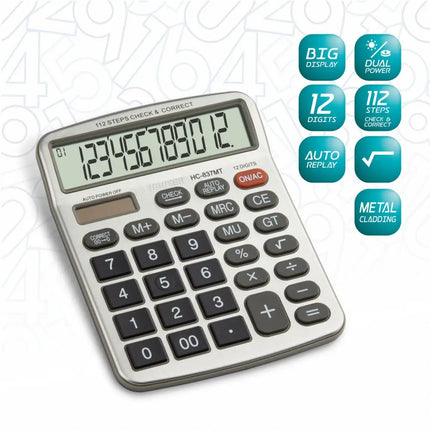 Hauser HC-837MT 12 Digits Desktop Calculator - Calculators
