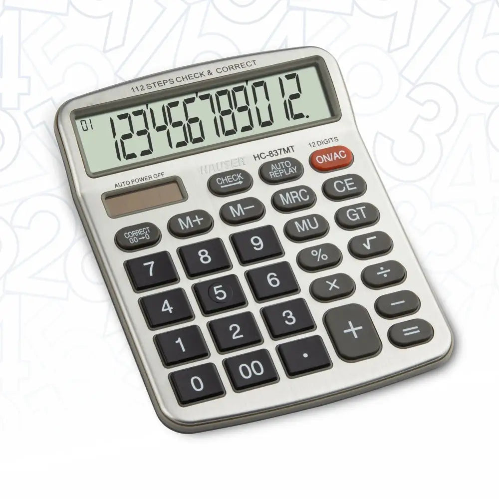 Hauser HC-837MT 12 Digits Desktop Calculator with large display and soft-touch keypad