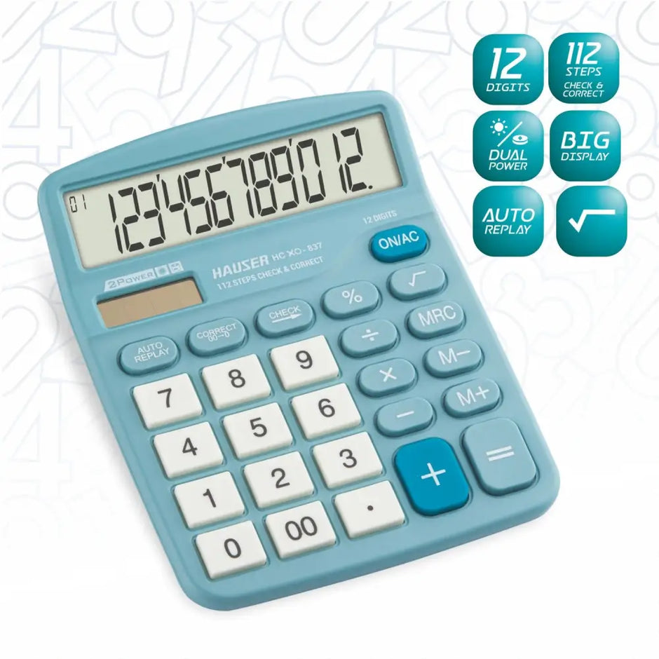 Hauser HC XO-837 12 Digits Desktop Calculator - Calculators
