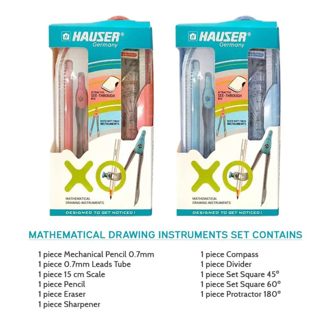 Hauser XO Mathematical Drawing Instruments Box - Geometry Box