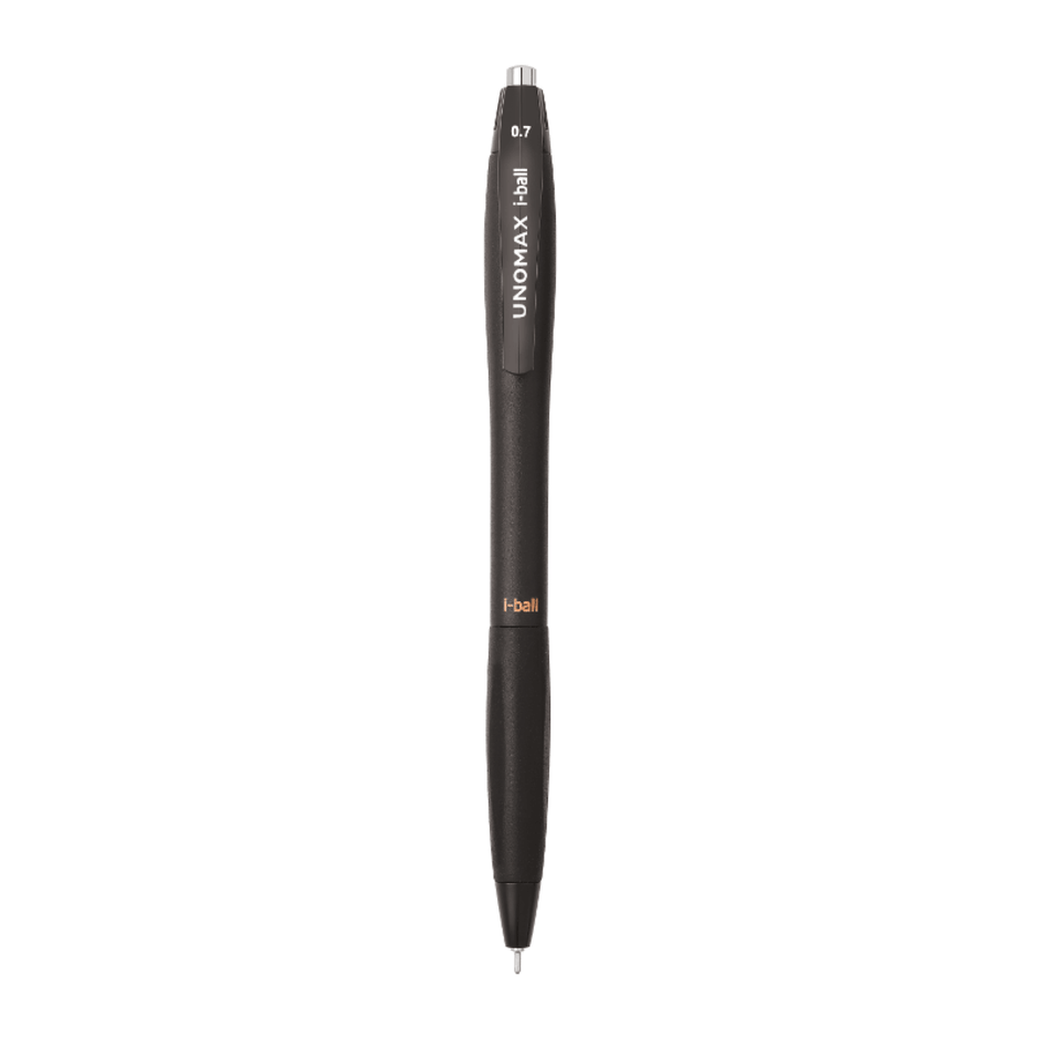 Unomax i-ball 2X RT Ball Pen | Ink Colour - Blue, Black and Red in black matte finish with 0.7mm tip.