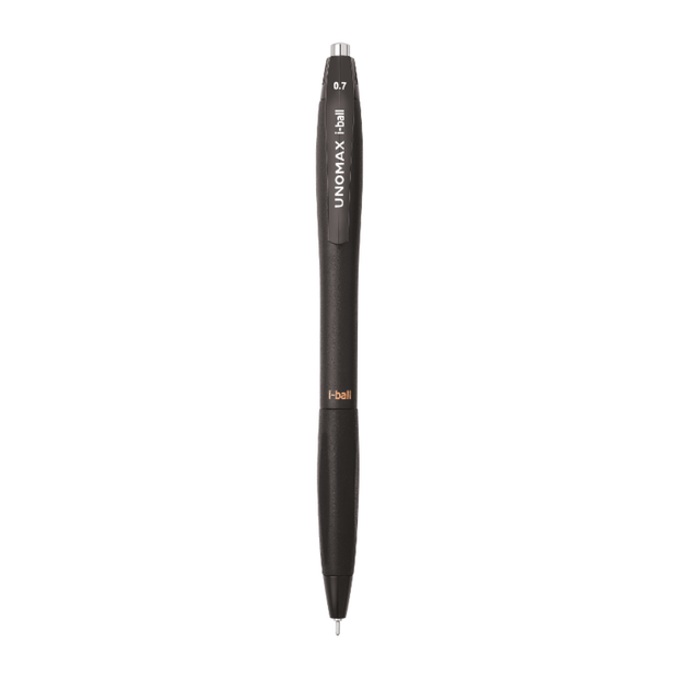 Unomax i-ball 2X RT Ball Pen | Ink Colour - Blue, Black and Red in black matte finish with 0.7mm tip.