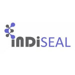 The indiseal logo features a stylized molecular design in blue and gray next to the brand name.
