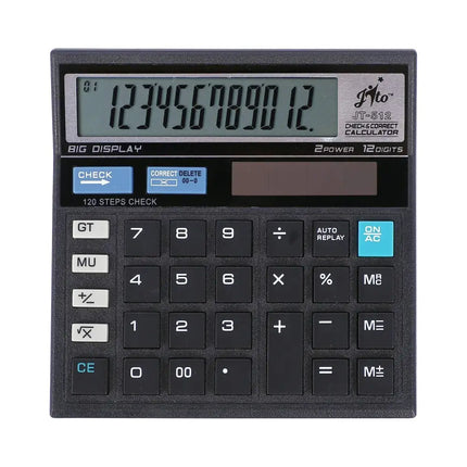 Jito JT-512 12 Digits Desktop Calculator - Black - Calculators