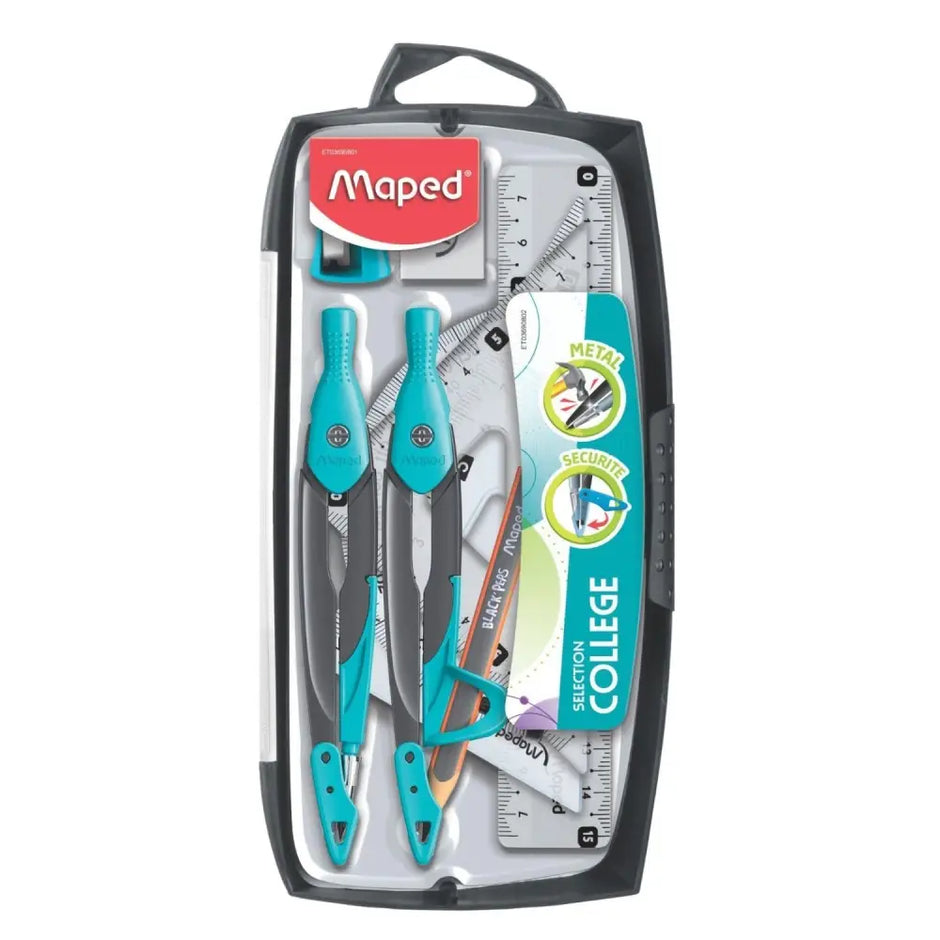 Maped Metal Open Compass Mathematical Instruments Box - Geometry Box