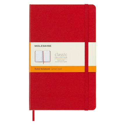 Moleskine Classic Hard Cover Ruled Notebook | Size - 5’’x8.25’’ | Colour - Red - Notebooks